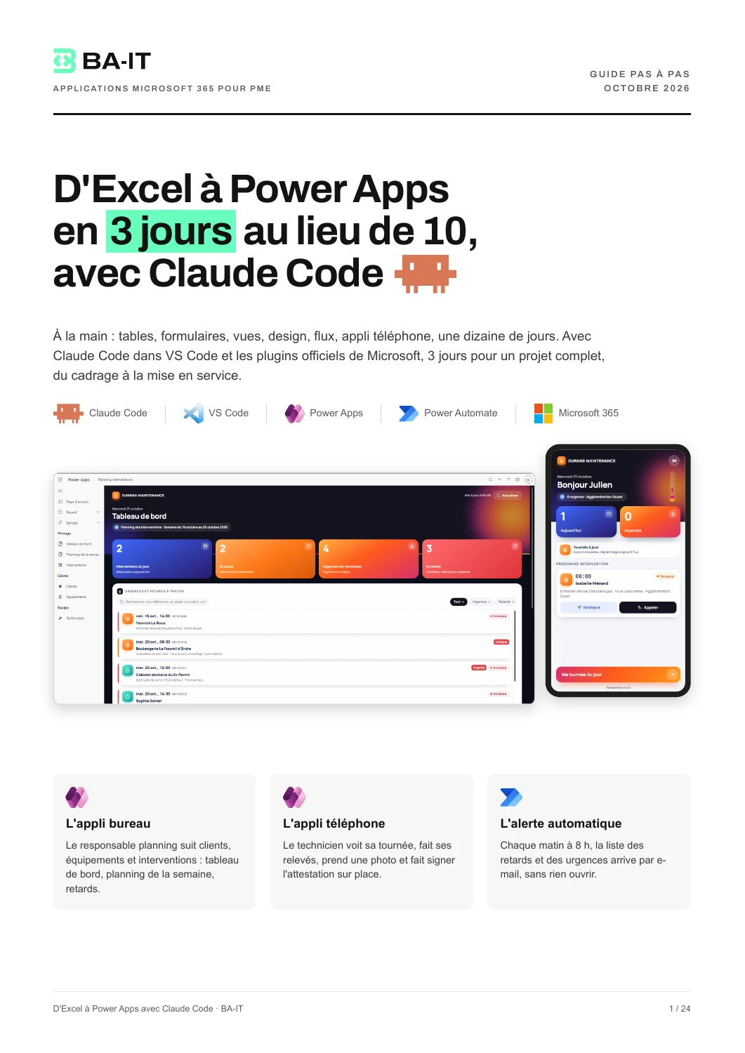Couverture du guide D’Excel à Power Apps en 3 jours avec Claude Code, par Ahmed Bouchaala