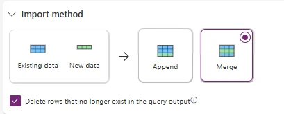 Méthode d'import Merge avec l'option de suppression des lignes absentes de la source
