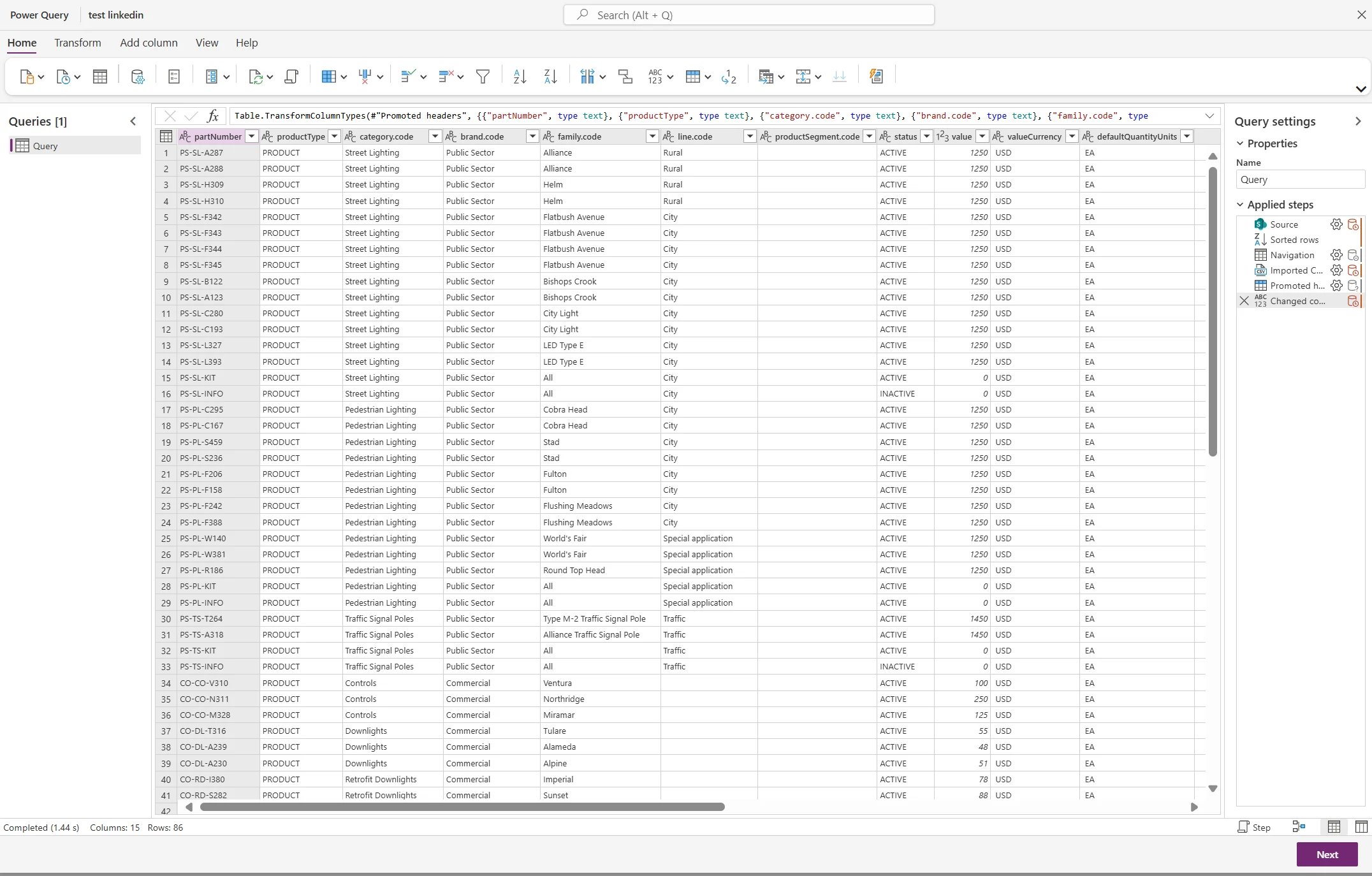 Transformation des données dans l'éditeur Power Query avant chargement dans Dataverse