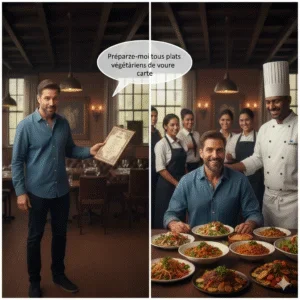 Analogie du restaurant : avec délégation, la source de données filtre avant l'envoi