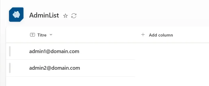 SharePoint lists AdminList and Role1List storing user email addresses