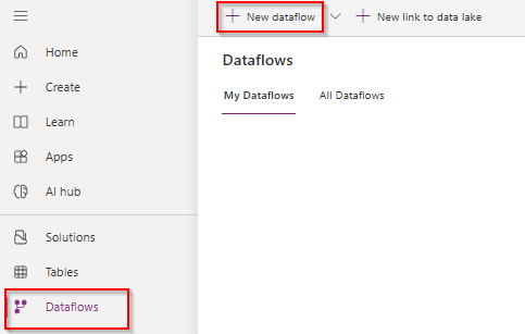 Étapes configuration Dataflow SharePoint